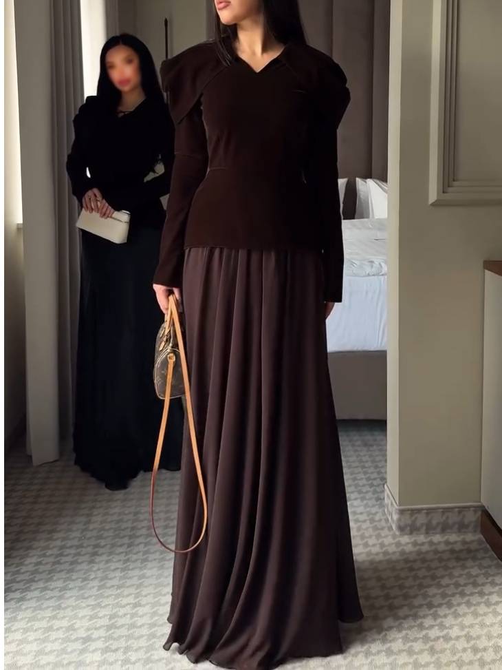 Vintage Velvet Shirt And Skirt Suit-Skirt
