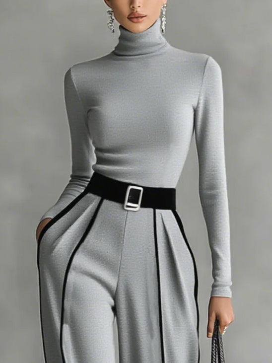 Elegant High Neck Slim Fit Long Sleeve Top