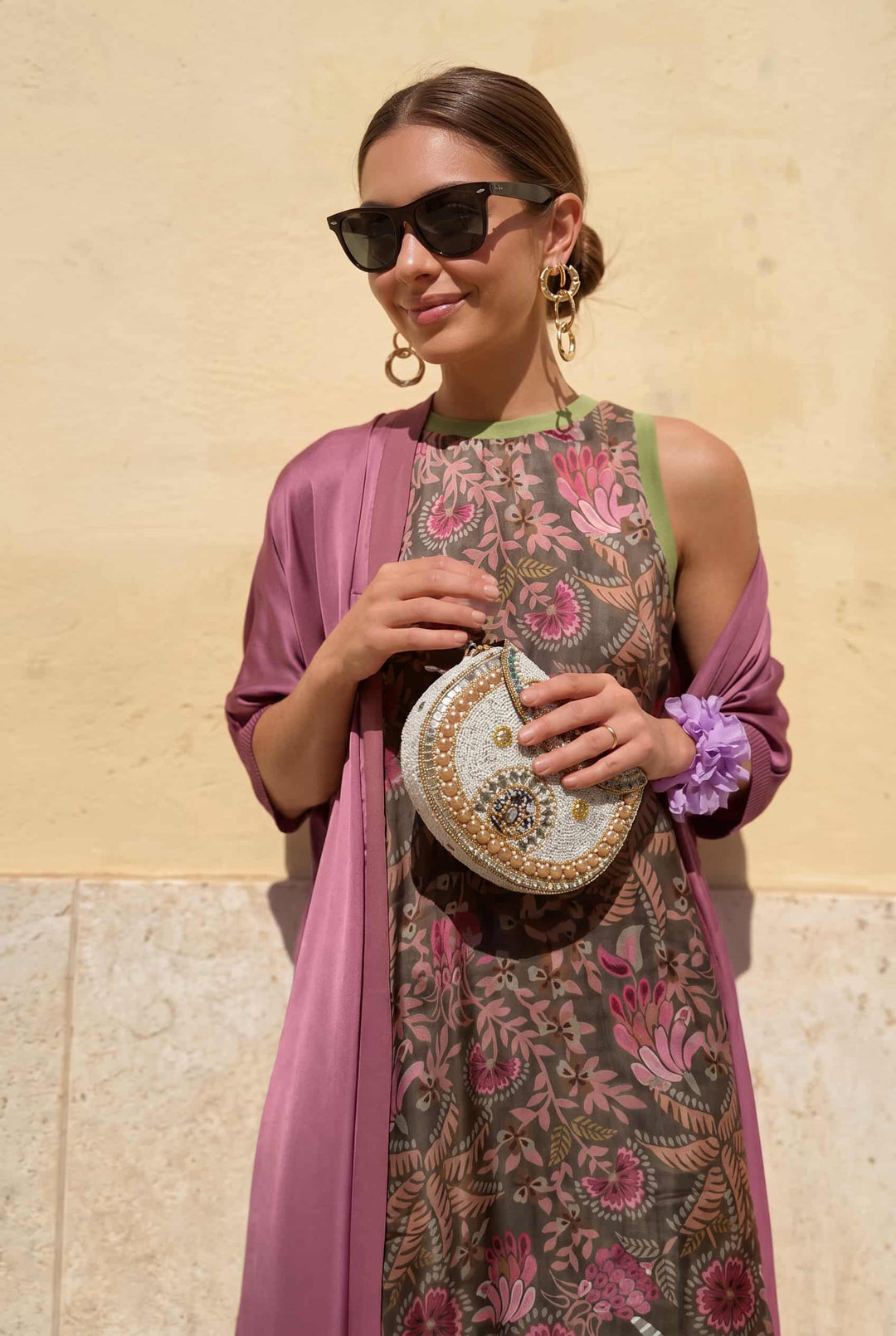 Printed Dress And Coat Set