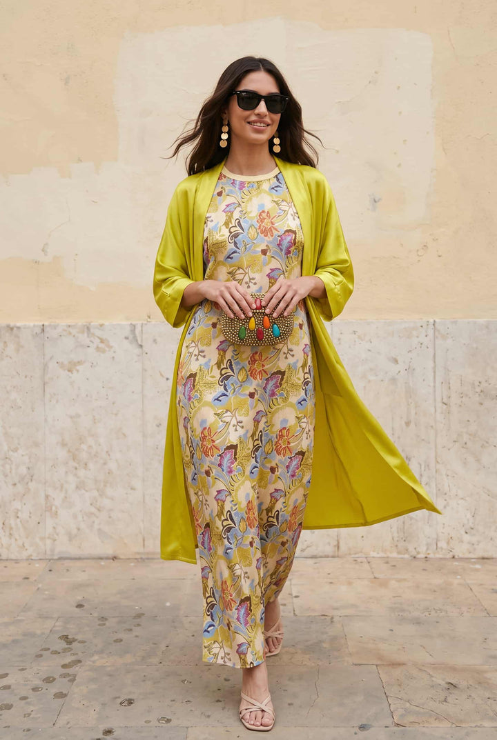 Printed Dress And Coat Set