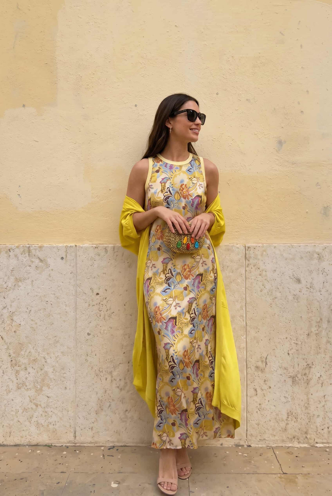 Printed Dress And Coat Set
