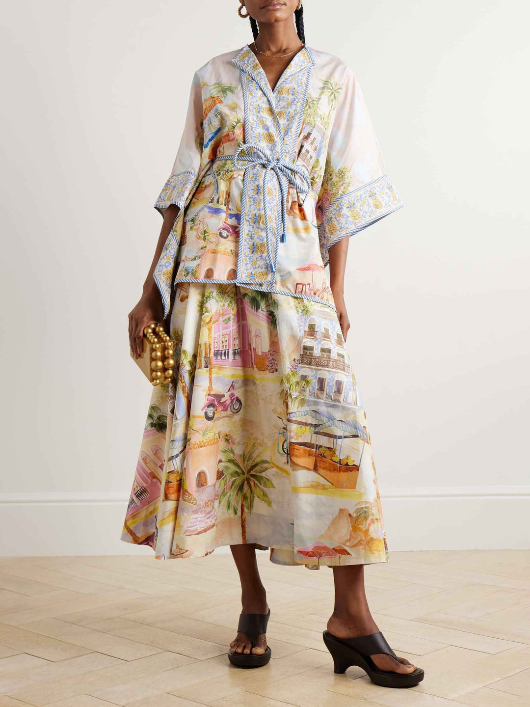 Unique City Illustration Printed Skirt