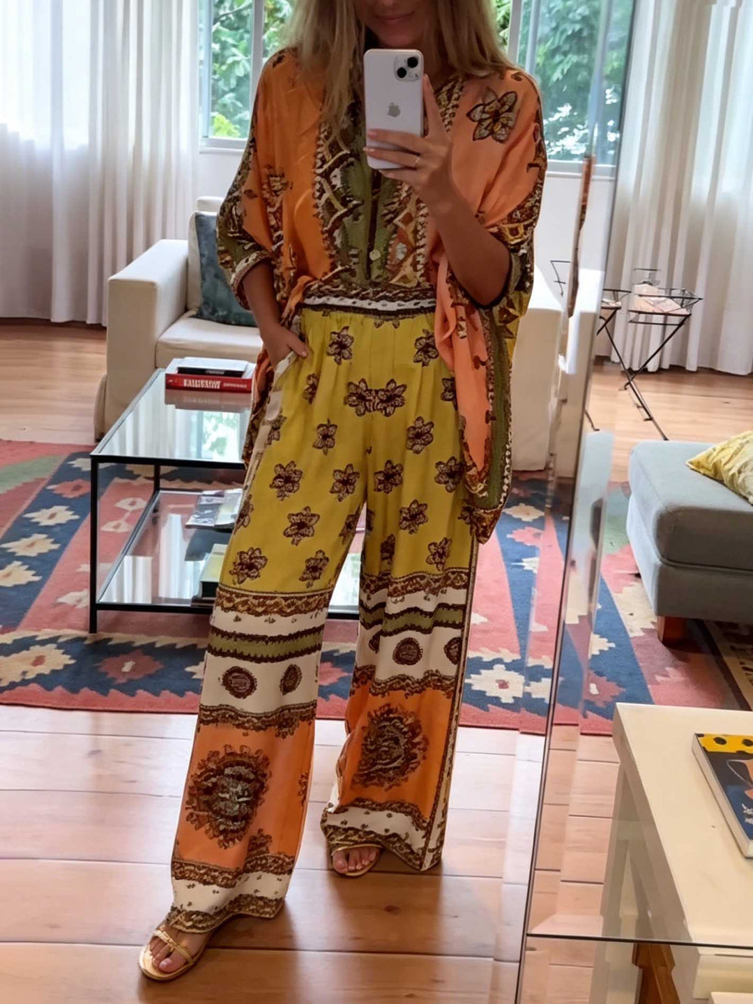 Unique Satin Paisley Print Batwing Sleeve Cardigan Shirt