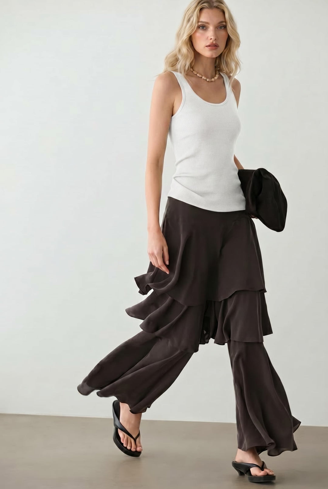 Vest Top And Ruffled Pants Set