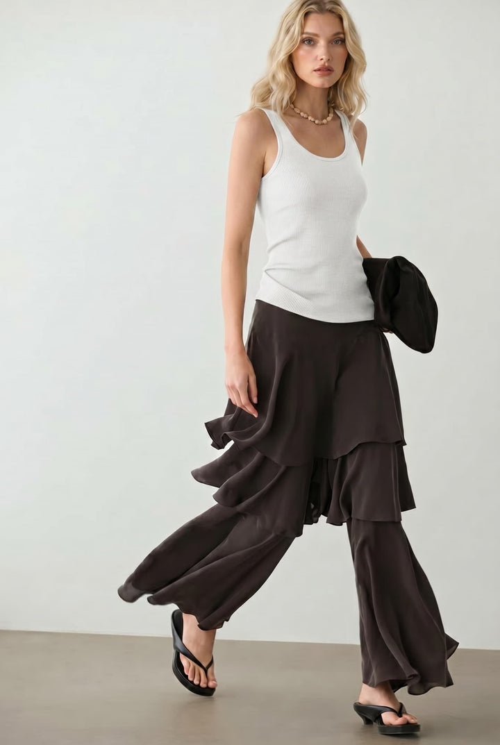 Vest Top And Ruffled Pants Set