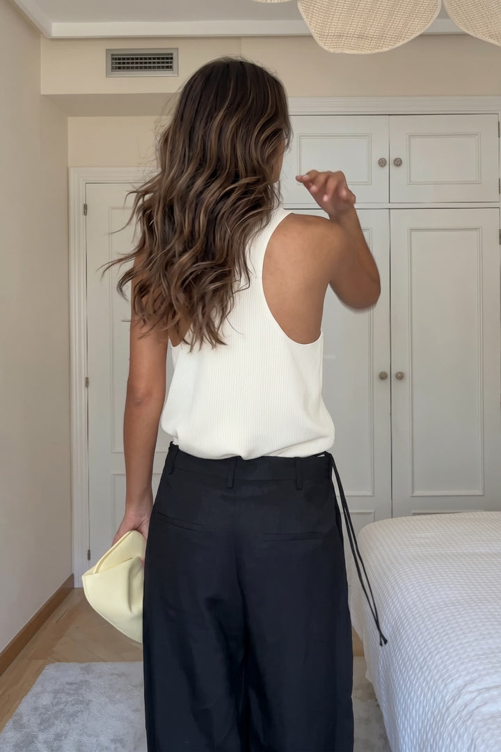 Minimalist Vest And Wide Leg Pants Set