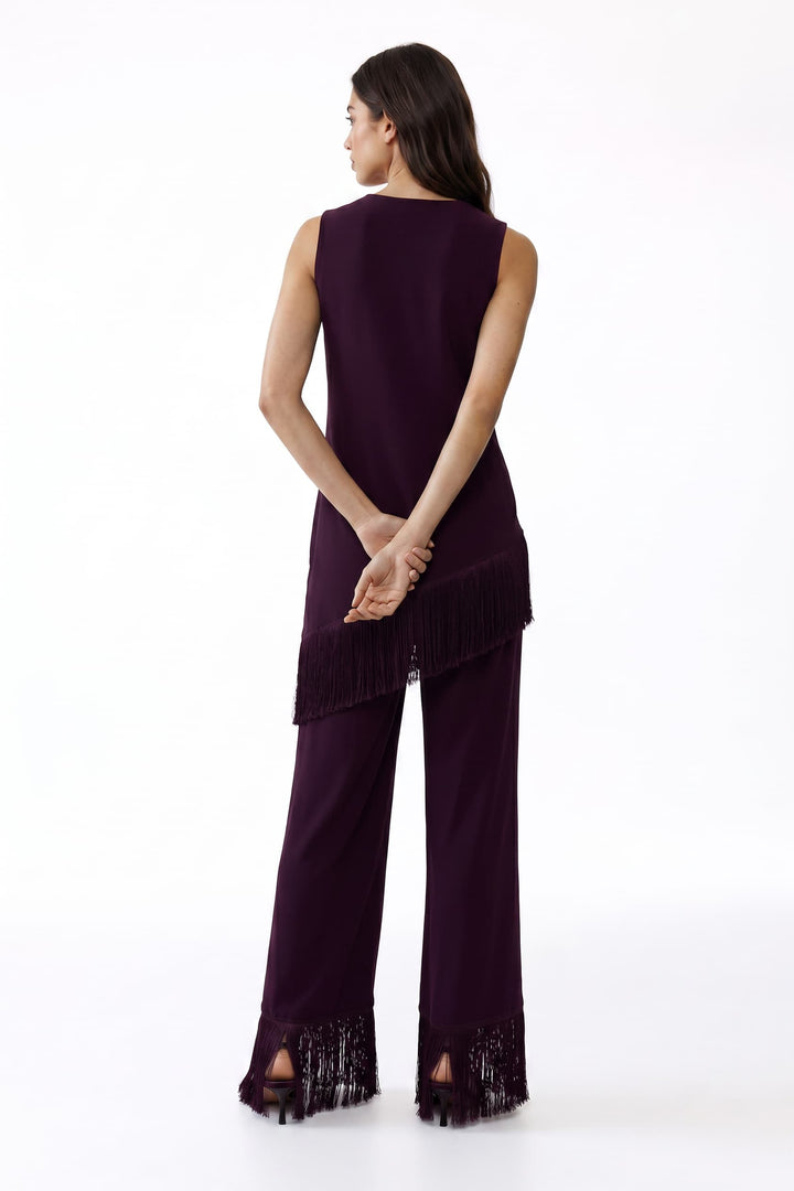 Tassel Design Top And Wide Leg Pants Set