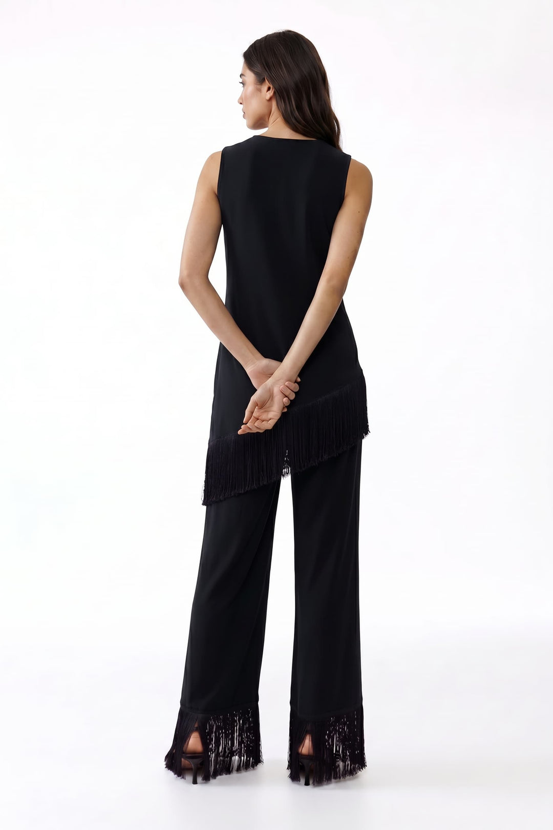 Tassel Design Top And Wide Leg Pants Set