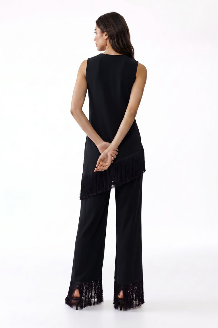 Tassel Design Top And Wide Leg Pants Set
