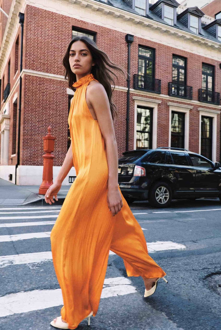 Flower-Neck A- Line Jumpsuit