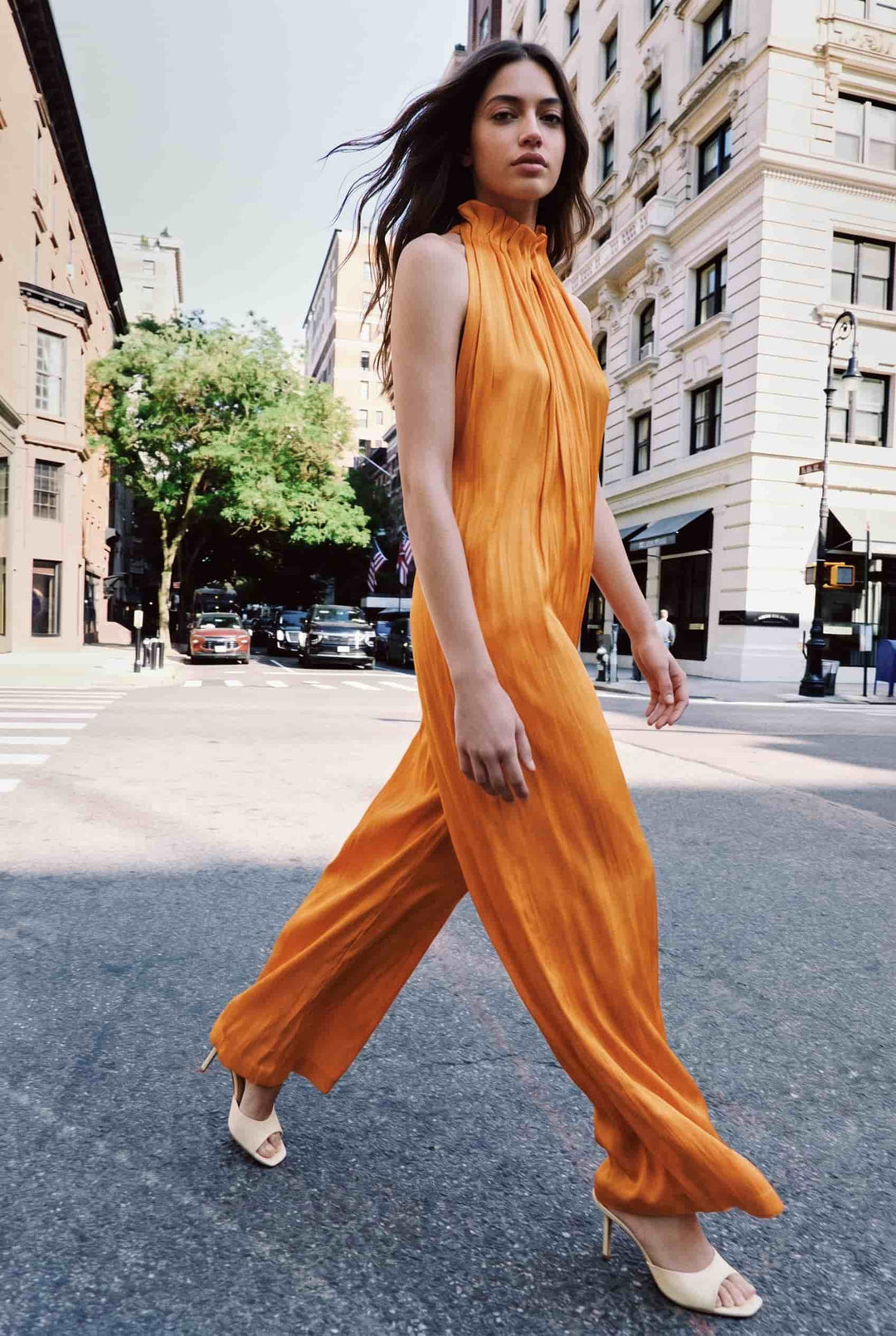 Flower-Neck A- Line Jumpsuit