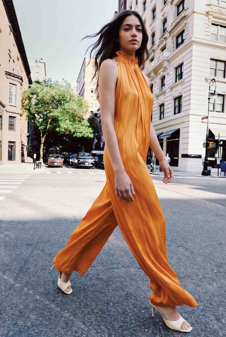 Flower-Neck A- Line Jumpsuit