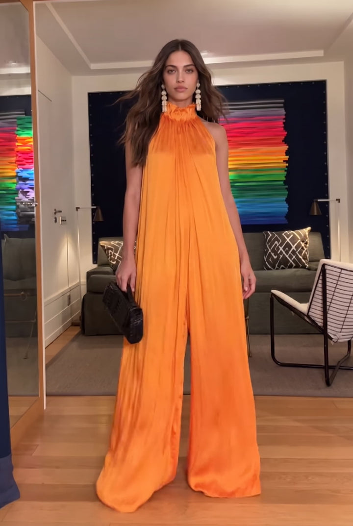Flower-Neck A- Line Jumpsuit
