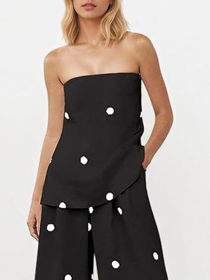 Classic Polka Dot Print Off-Shoulder Tank Top