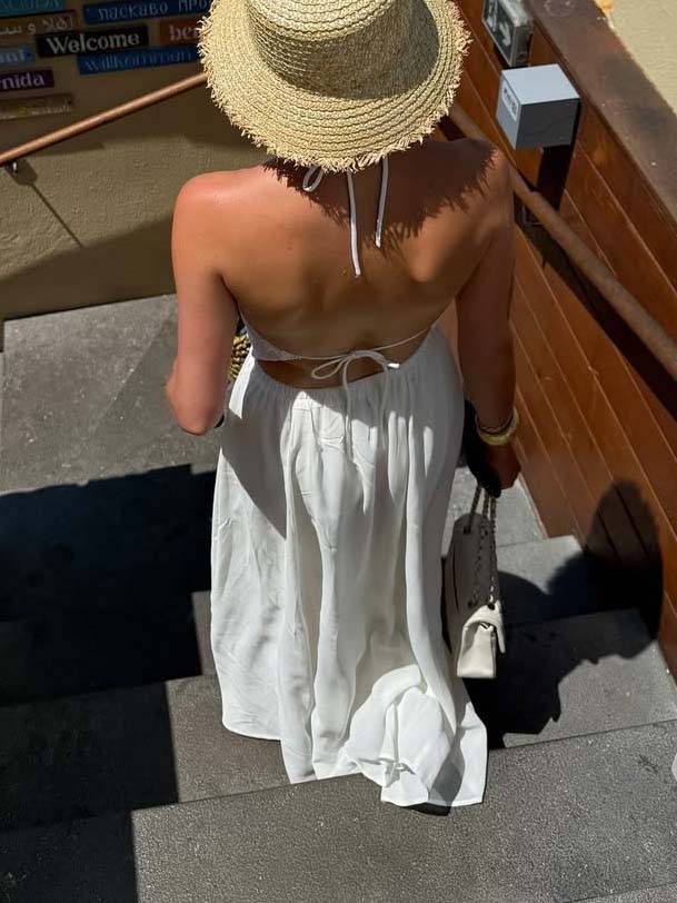 Halter Neck Backless Lace Top And Skirt Set-Top