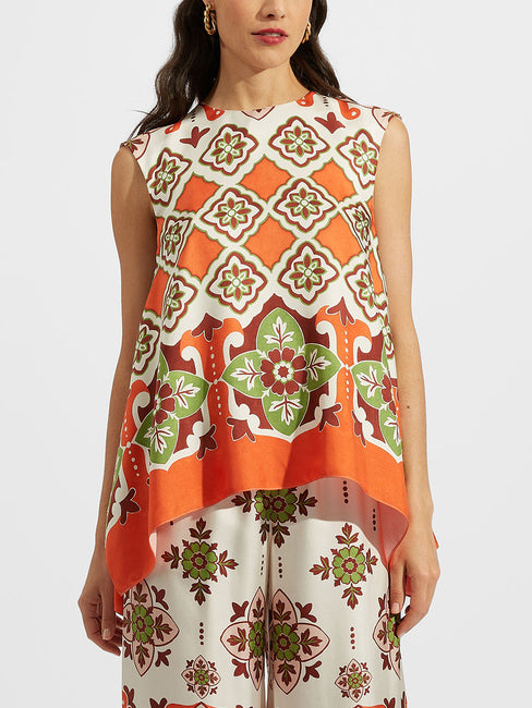 Retro Ethnic Floral Print Tank Top