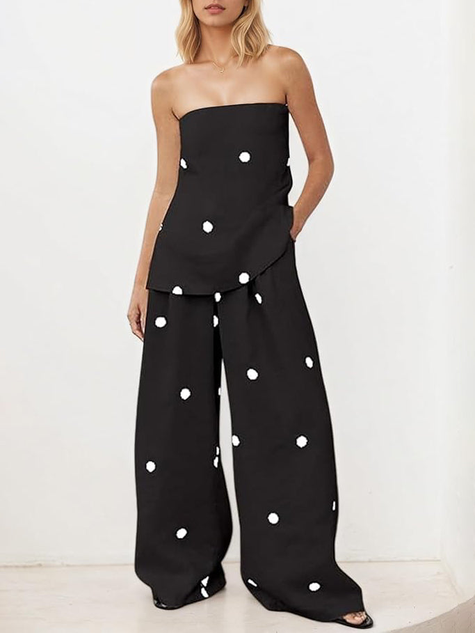 Classic Polka Dot Print Off-Shoulder Tank Top