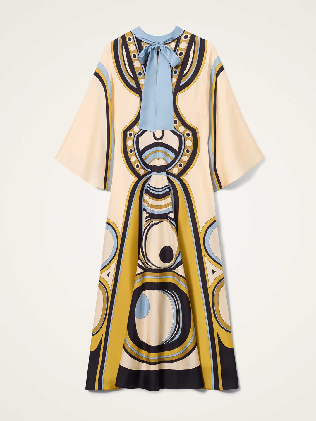 Retro Geometric Print V-Neck Kaftan Maxi Dress