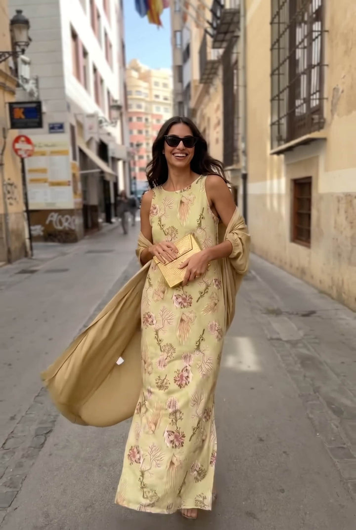 Printed Dress And Coat Set