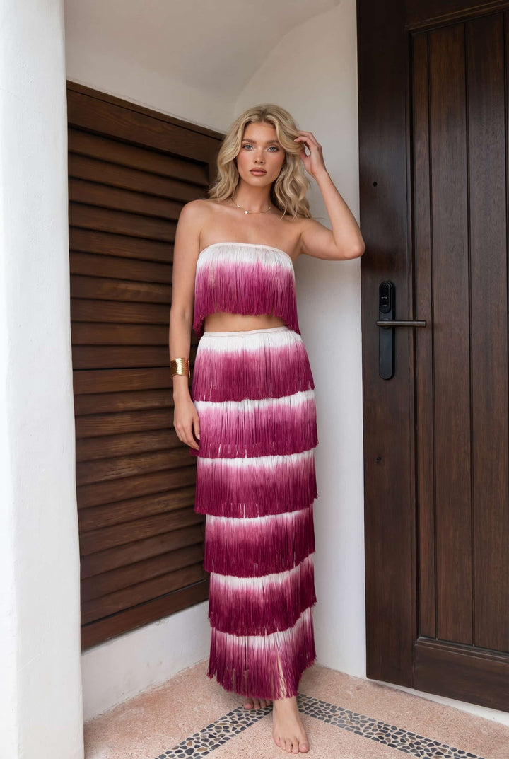 Tassel Strapless And Skirt Set