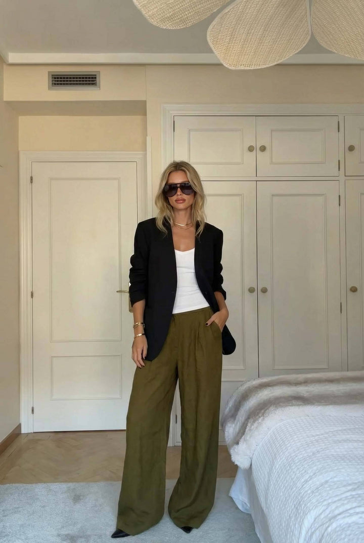 Minimalist Blazer And Wide-leg Pants Suit