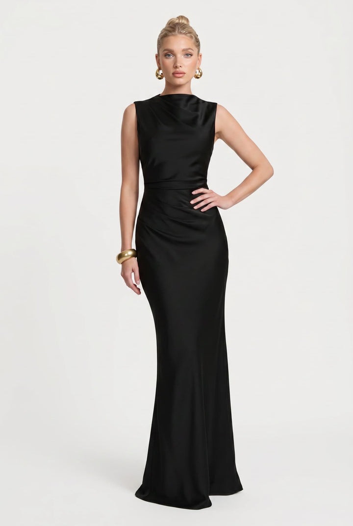 Backless Design Pleated Maxi Dress