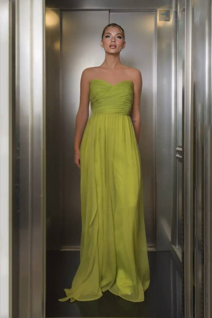 Strapless Ribbon Design Maxi Dress