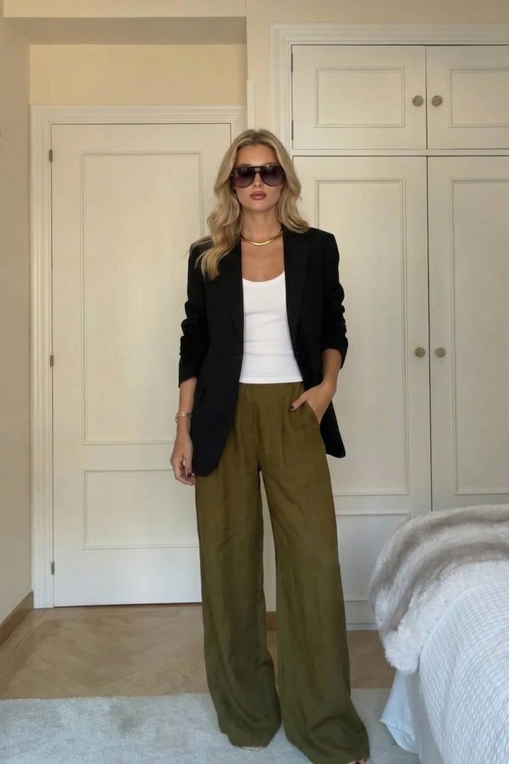 Minimalist Blazer And Wide-leg Pants Suit