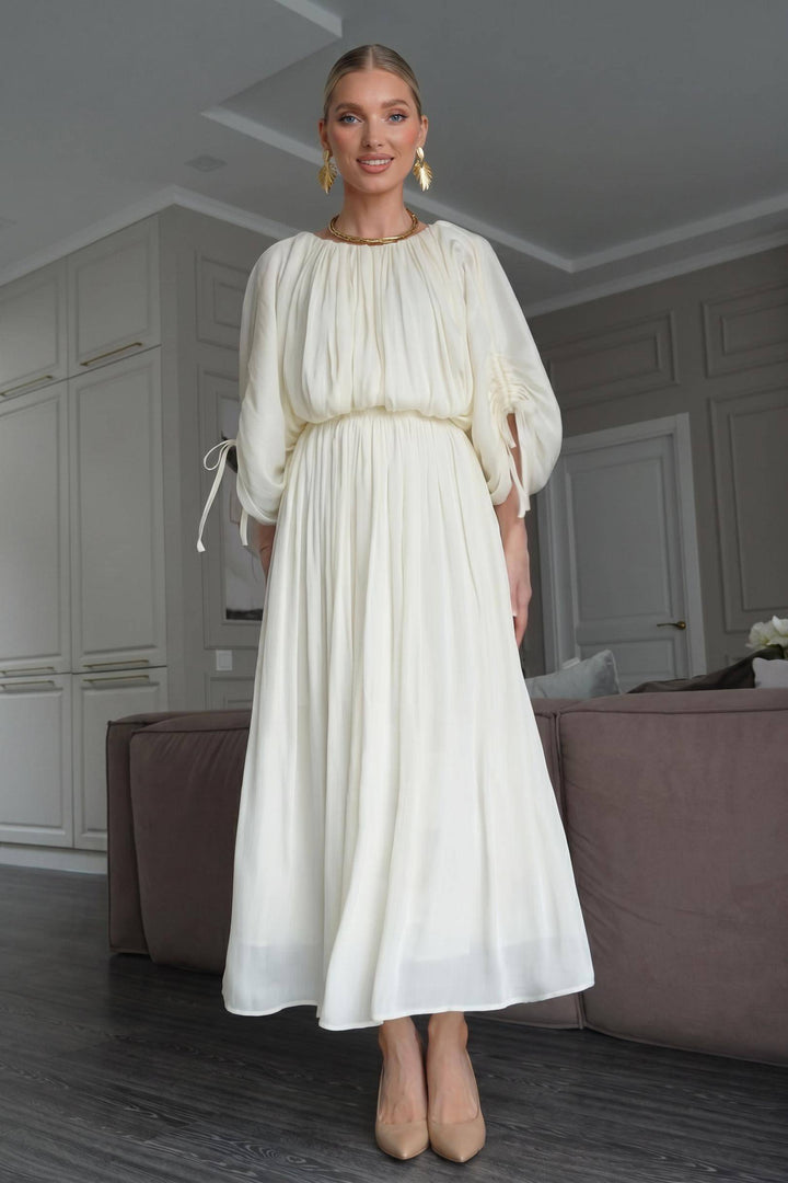 Multi-style Drawstring Design Maxi Dress