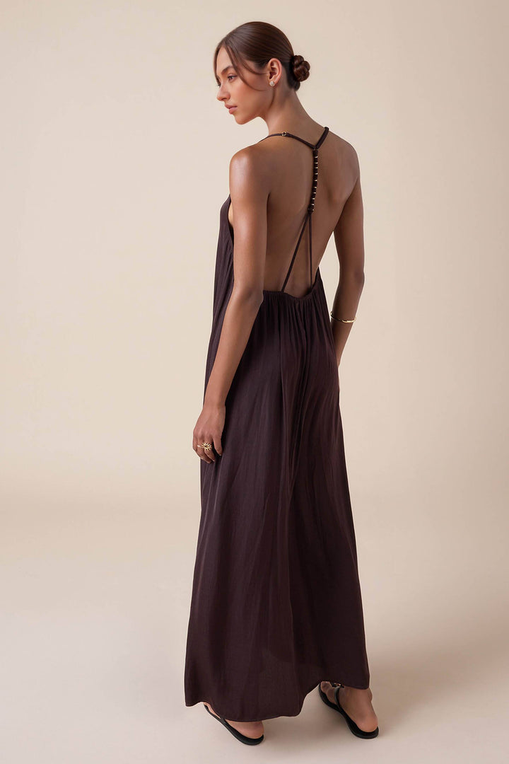 V-Neck Backless Maxi Dress