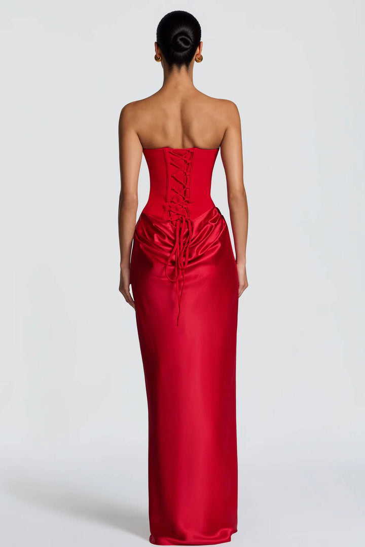 Pleated Design Scarf Maxi Dress