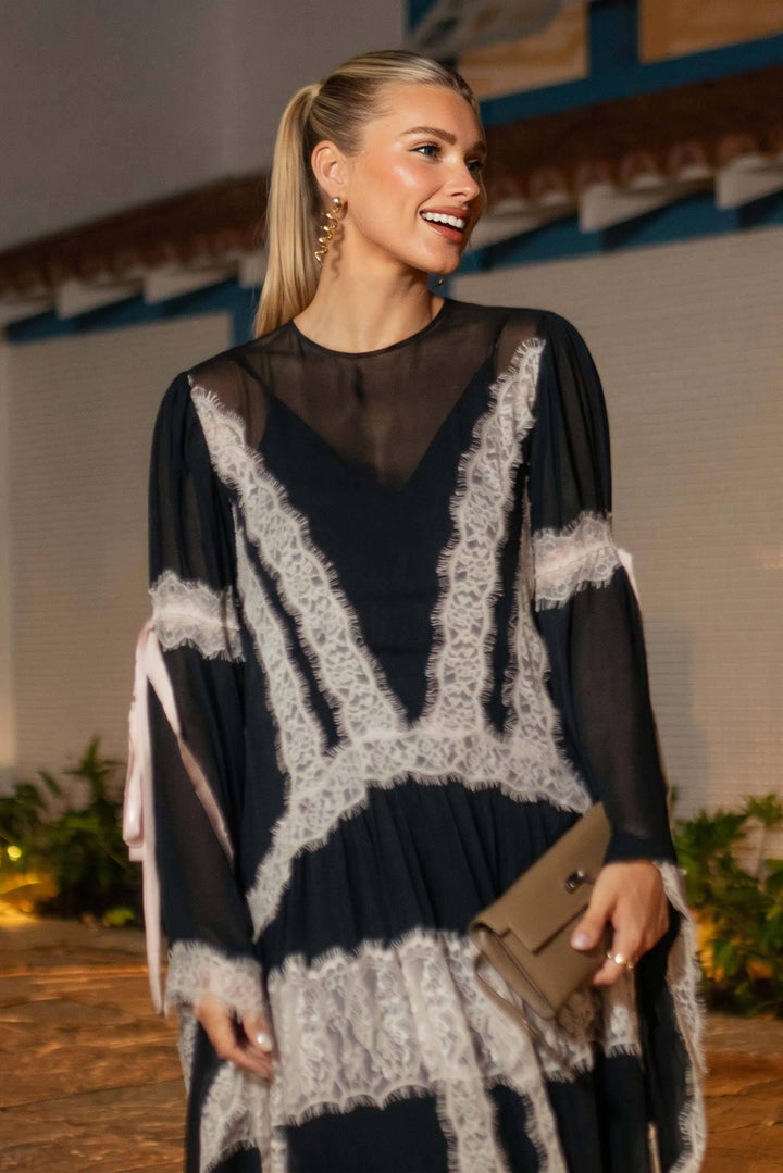 Lace Panelled Maxi Dress