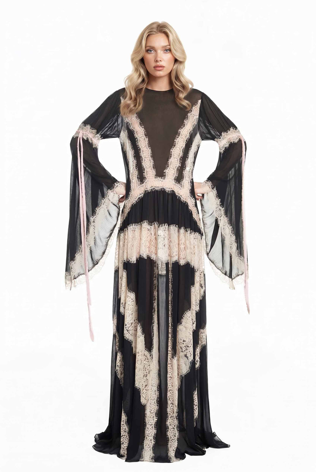 Lace Panelled Maxi Dress