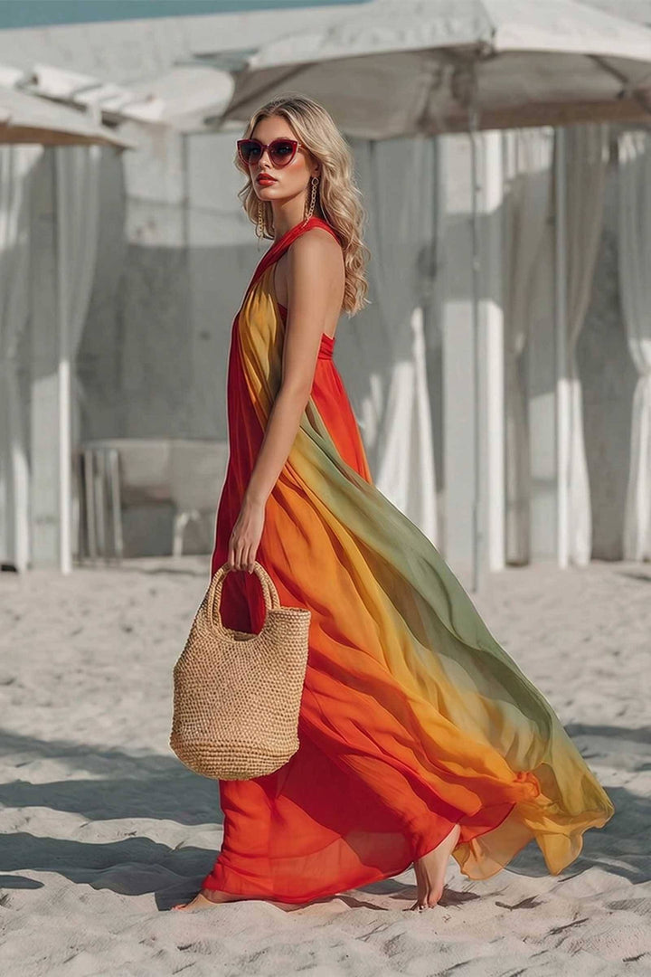 Off-shoulder Asymmetrical Maxi Dress