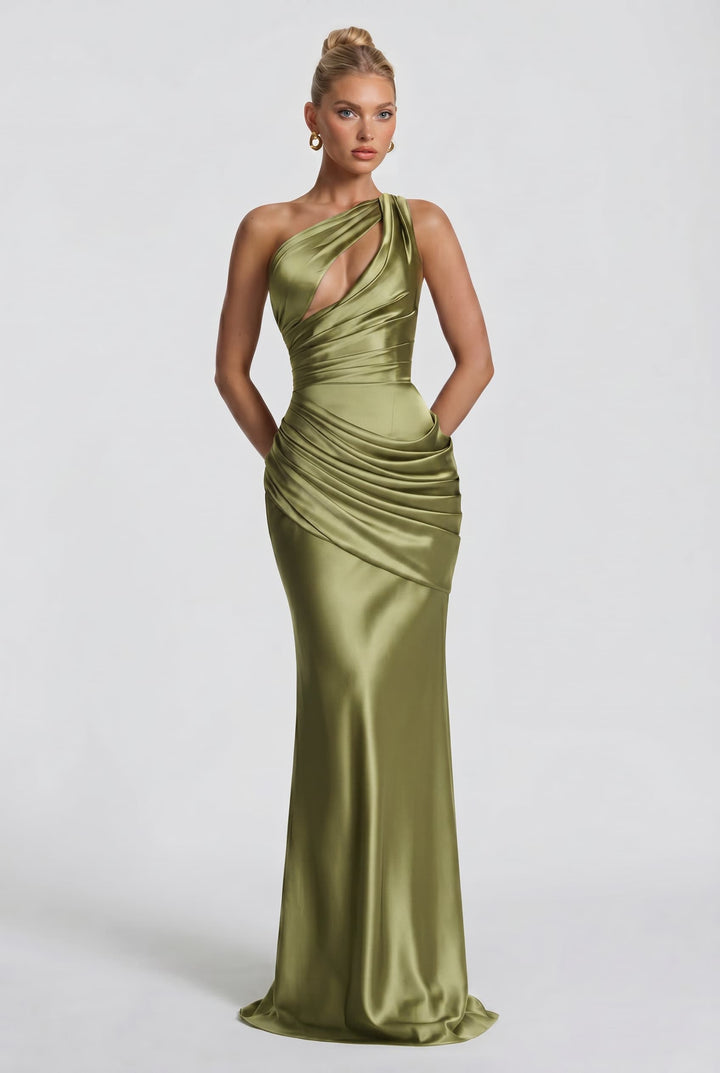 Hollow Design Pleated Maxi Dress