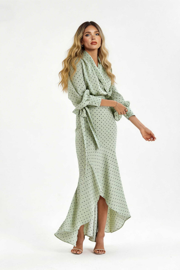 Polka Dot Shirt And Fishtail Skirt Set