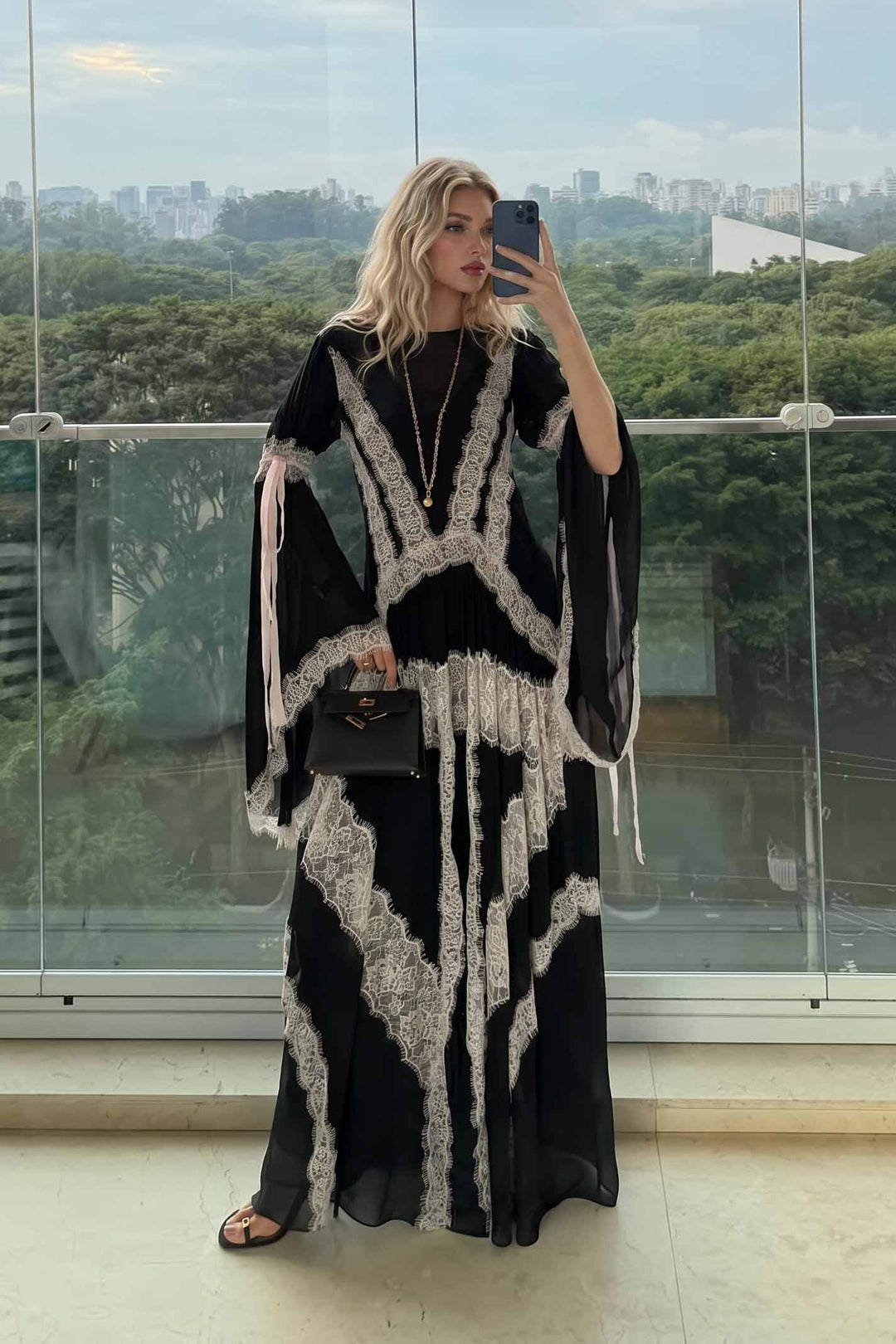 Lace Panelled Maxi Dress