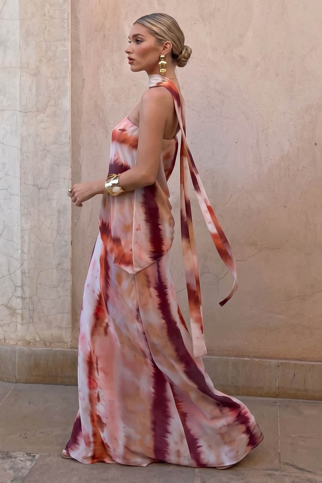 Unique Printed Sling Top And Skirt Set