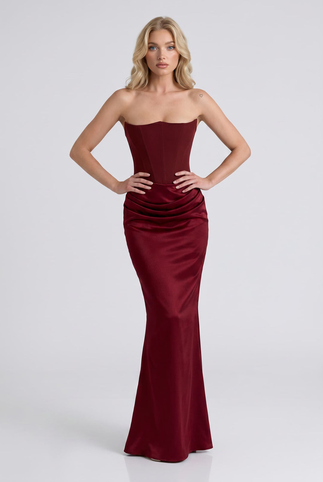 Strapless Pleated Maxi Dress
