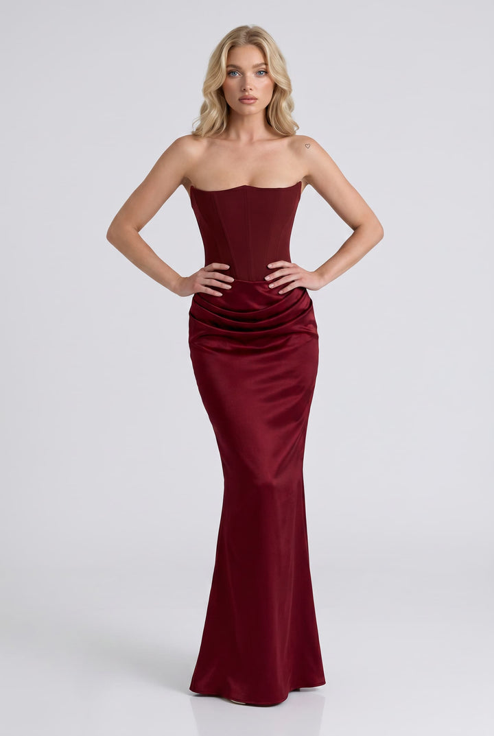 Strapless Pleated Maxi Dress