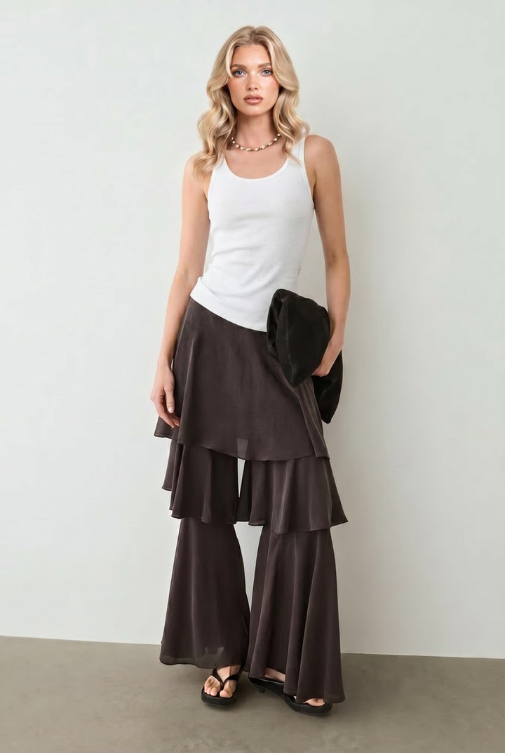 Vest Top And Ruffled Pants Set