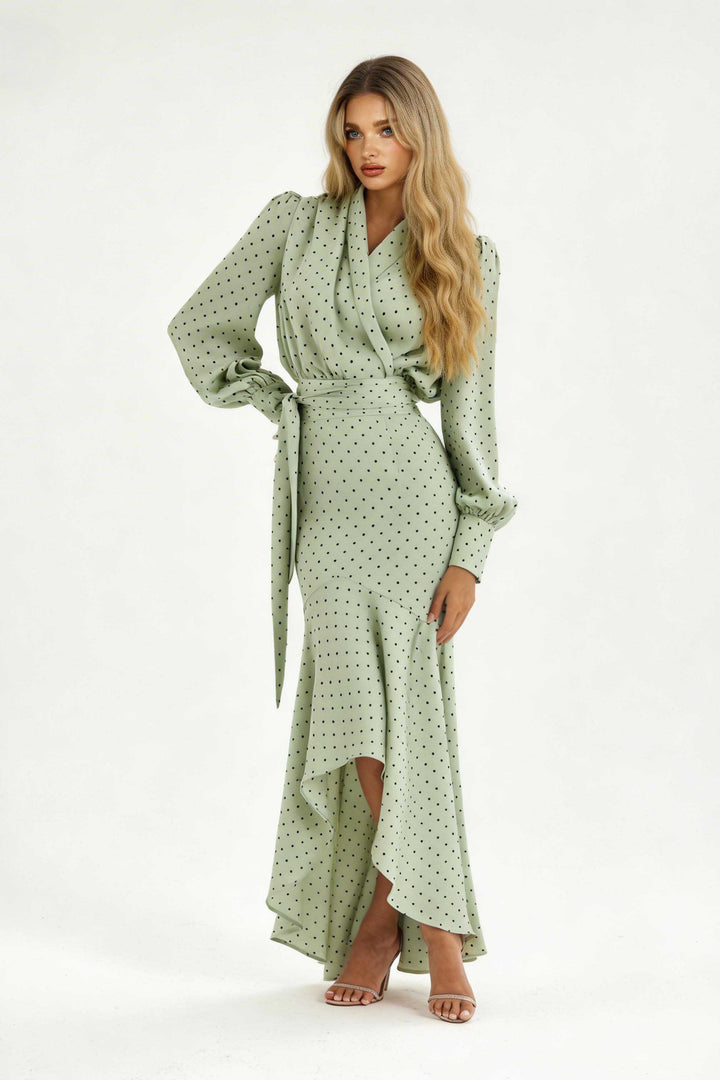 Polka Dot Shirt And Fishtail Skirt Set