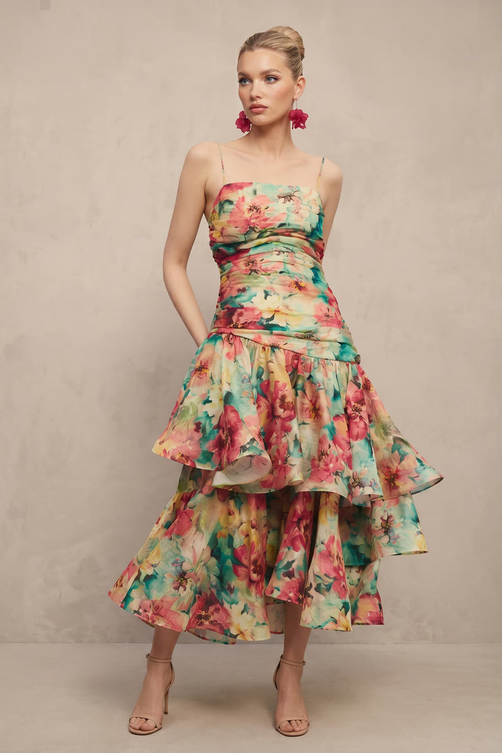 Floral-Print Slip Maxi Dress
