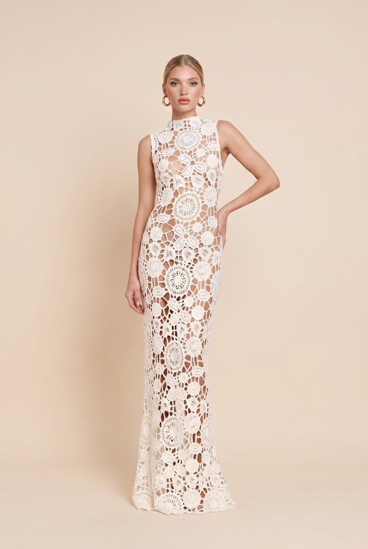 Vacation Style Lace Slim Maxi Dress