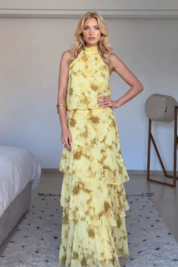 Off-shoulder Top And Ruffled Skirt Set