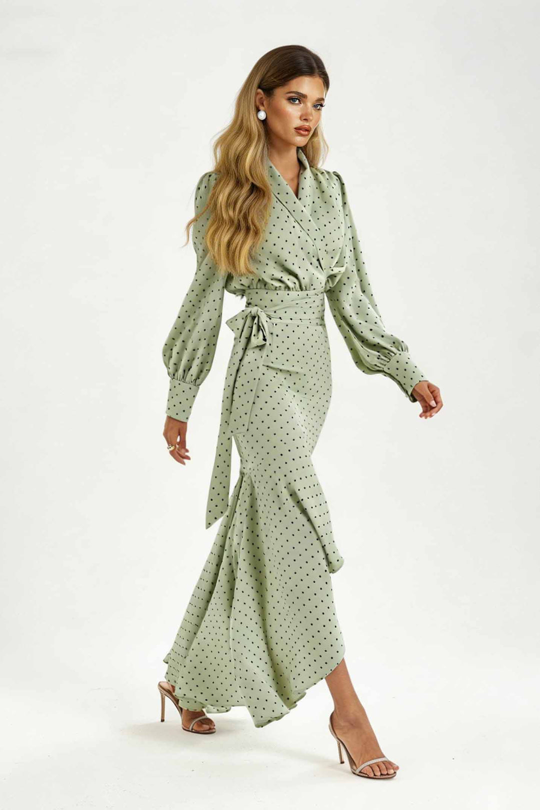 Polka Dot Shirt And Fishtail Skirt Set