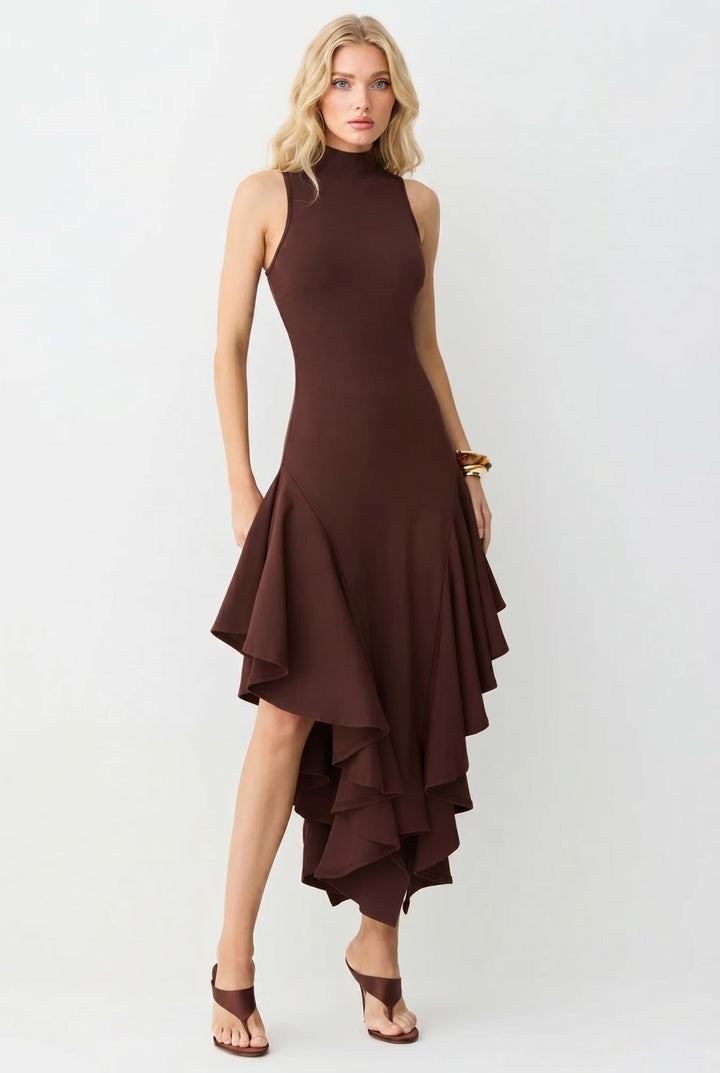 Sleeveless Irregular Hem Maxi Dress