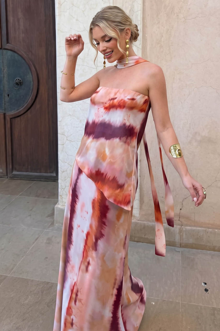 Unique Printed Sling Top And Skirt Set