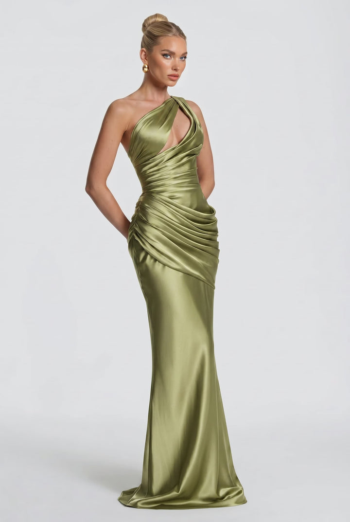 Hollow Design Pleated Maxi Dress