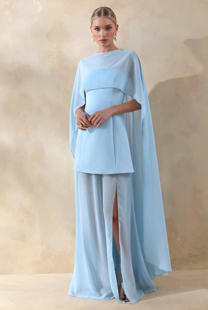 Shawl Design Slit Maxi Dress